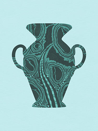 Teal Abstract Vase Art Print by Wild Violets