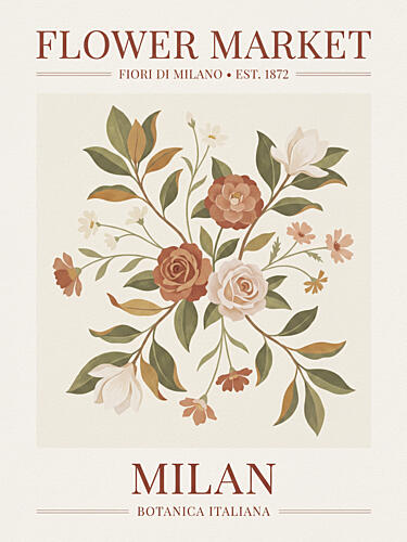 Flower Market Milan Art Print