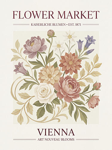 Art Nouveau Vienna Flowers Art nouveau reproduction