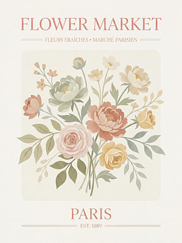 Vintage Parisian Flowers Art Print