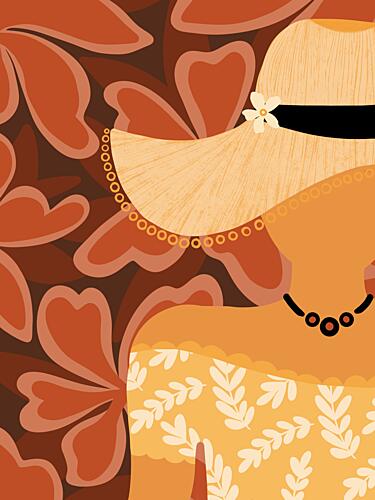 Woman in Floral Hat Art Print