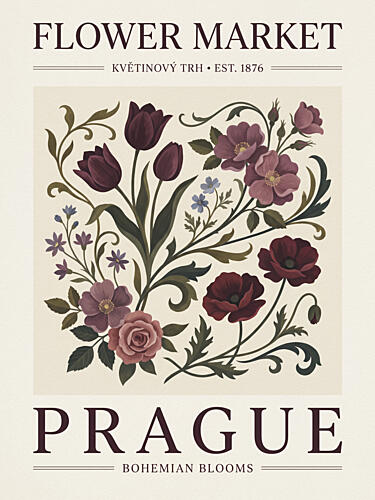 Bohemian Blooms Prague Art Print