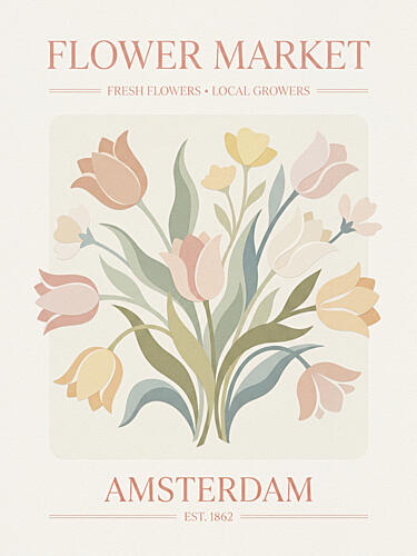 Amsterdam Flower Market Tulips Art Print