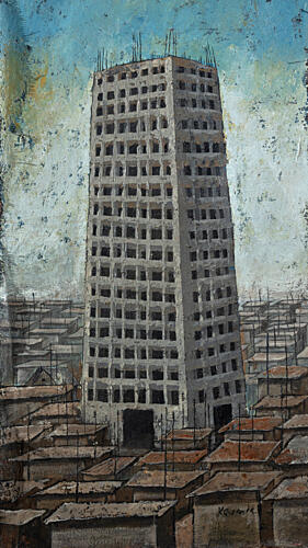 Skyscraper over Dense City Art Print by James Kamande