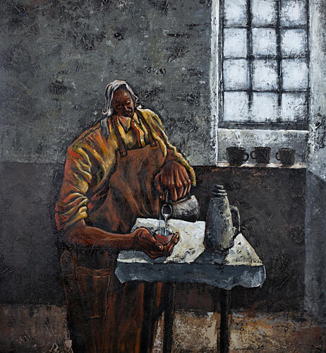 Quiet Kitchen Moment Art Print by James Kamande
