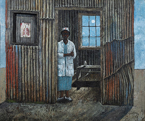 Moonlit Clinic Nurse Art Print by James Kamande