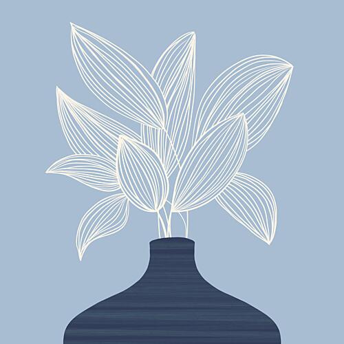 Serene Botanical Blue Vase Art Print