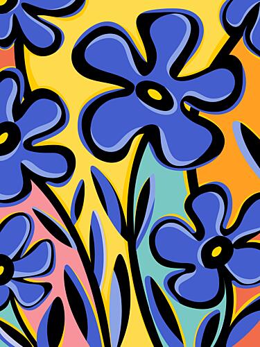 Vibrant Blue Blooms Art Print