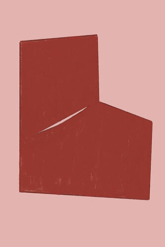 Angular Red Form Art Print by The Miuus Studio