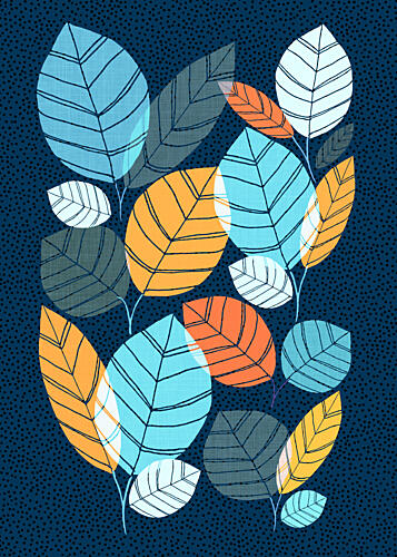 Overlapping Colorful Leaves Art Print