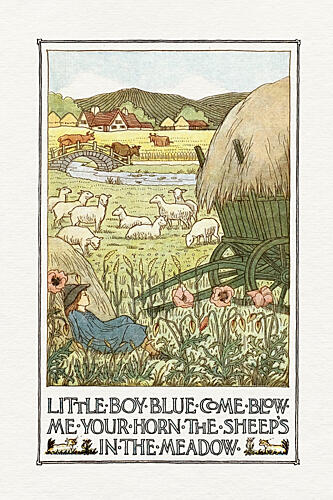 Little Boy Blue Meadow Sleep Art Print by Wild Violets