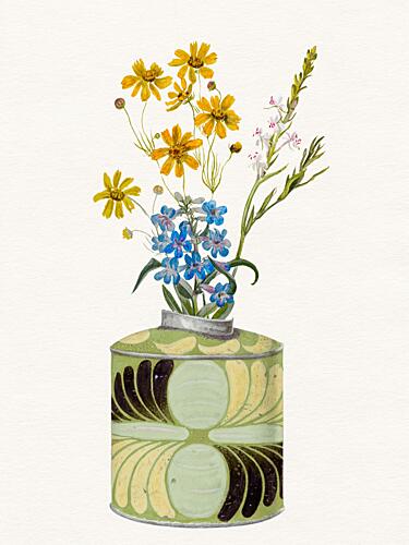 Colorful Flowers in Vase Art Print by Wild Violets