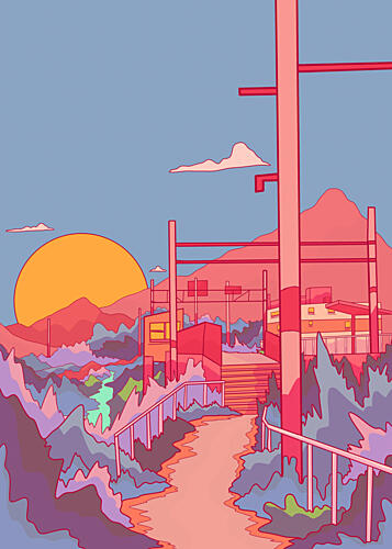 Vibrant Sunset Path Art Print