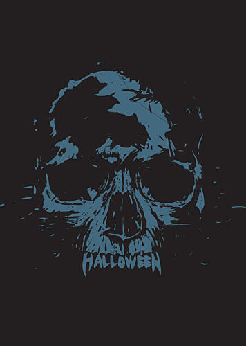 Grunge Halloween Skull Art Print