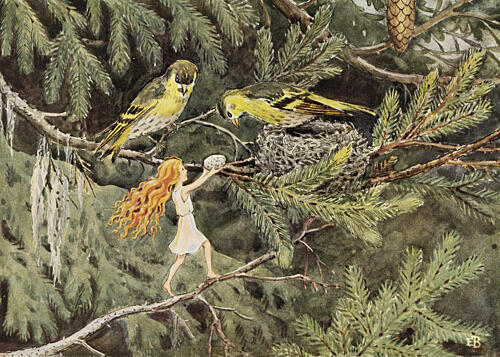 Solagget 1932 Faglarna Art Print by Elsa Beskow