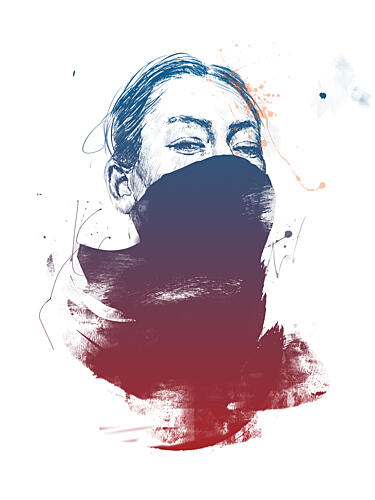 Expressive Covered Face Art Print
