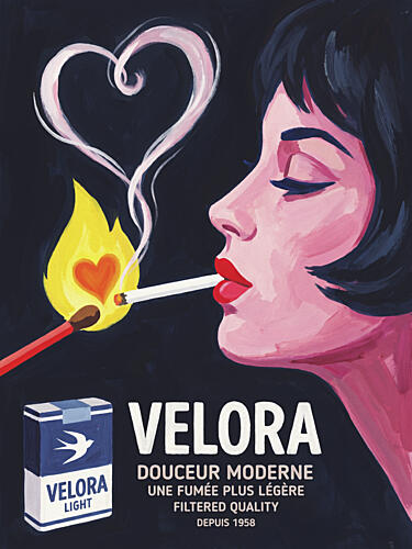 Chic Woman Smoking Heart Art Print