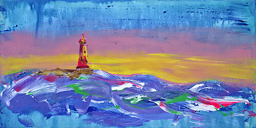 Colorful Lighthouse Sunset Art Print by Kanat Ibragimov