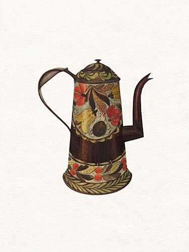Folk Art Coffee Pot Café reproduction