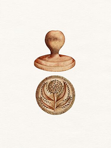 Rustic Wood Flower Stamp Art Print
