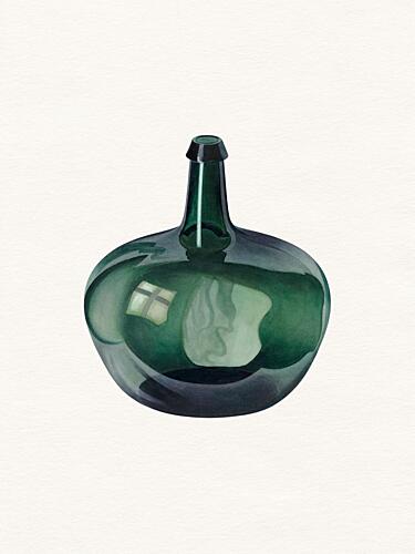 Elegant Green Bottle Art Print by Wild Violets