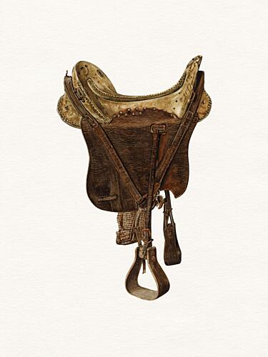 Vintage Western Saddle Art Print by Wild Violets