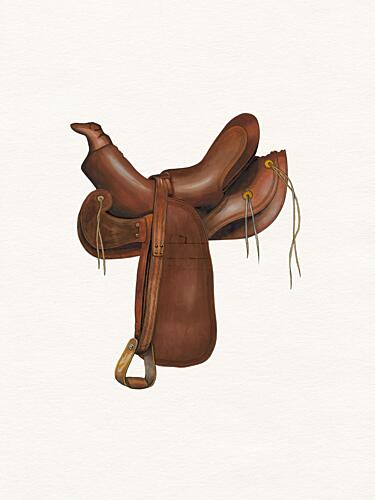 Classic Western Saddle Art Print by Wild Violets