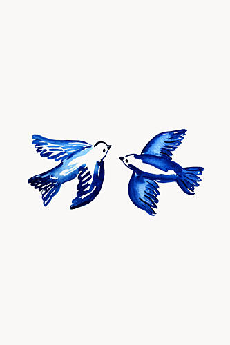 Watercolor Love Birds Minimaliste reproduction