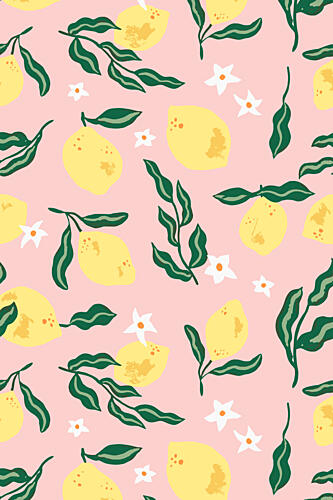 Pink Lemon Pattern Art Print