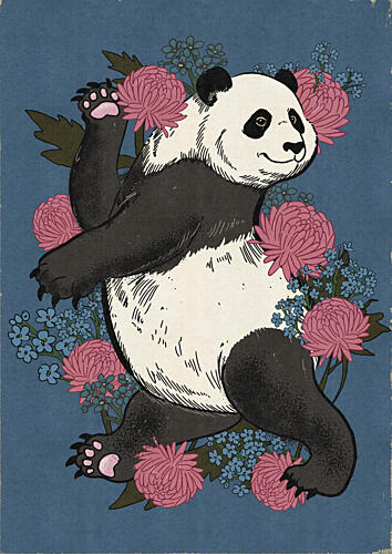 Dancing Panda Blooms Art Print