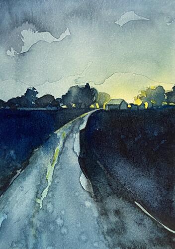 Country Road Twilight Art Print by Luisa Millicent