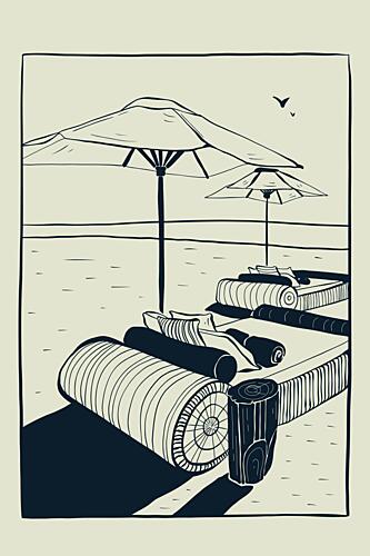 Tranquil Beach Loungers Minimaliste reproduction