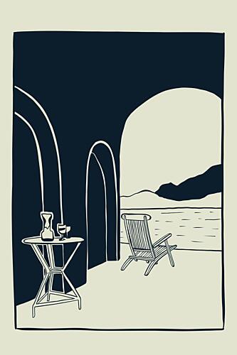 Mediterranean Sea View Minimaliste reproduction