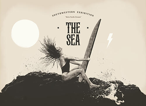 Vintage Surfer Sea Dreams Art déco reproduction