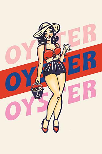 Vintage Oyster Pinup Art déco reproduction