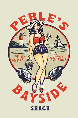 Retro Bayside Pinup Art déco reproduction