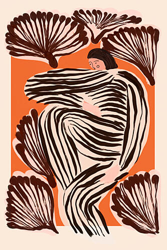 Serene Striped Woman Art abstrait reproduction