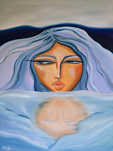 Ethereal Womans Reflection Art déco reproduction