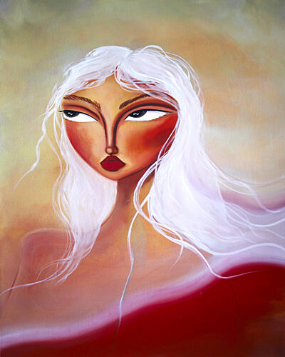Striking White Hair Portrait Moderne reproduction