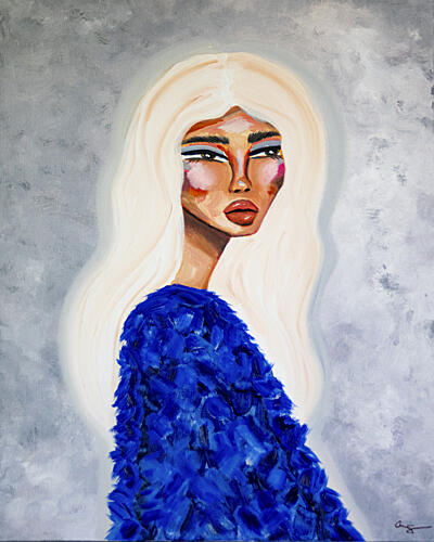 Elegant Blue Fashion Art déco reproduction