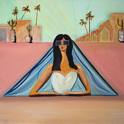 Desert Pool Woman Moderne reproduction