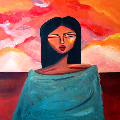Serene Sunset Portrait Moderne reproduction