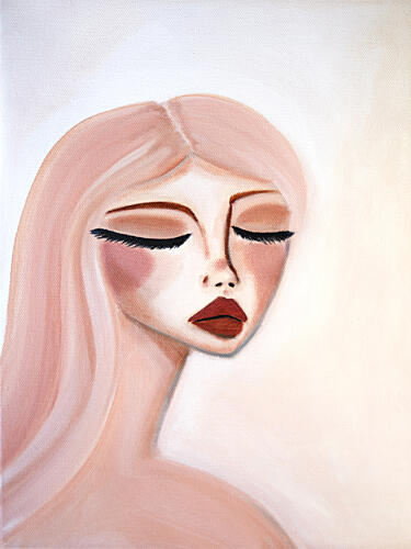 Serene Pink Portrait Moderne reproduction