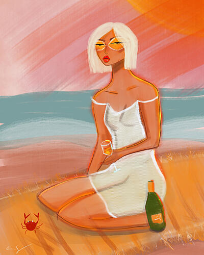 Sunset Beach Woman Moderne reproduction
