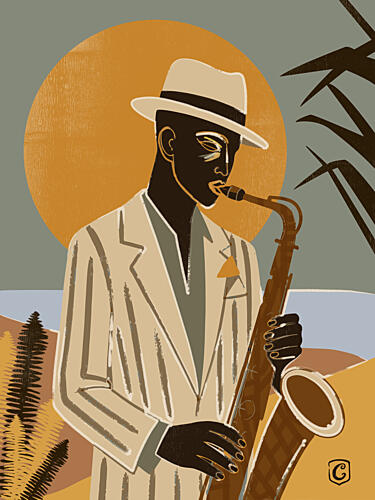 Cool Jazz Sunset Vintage reproduction