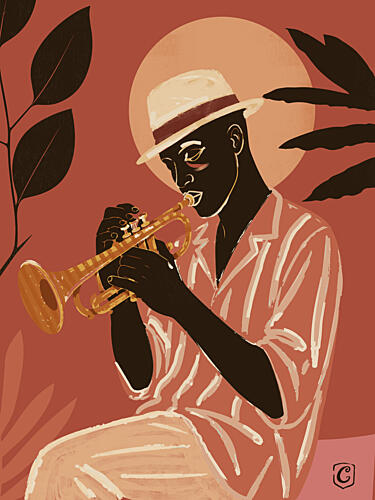 Soulful Jazz Trumpeter Figuratif reproduction