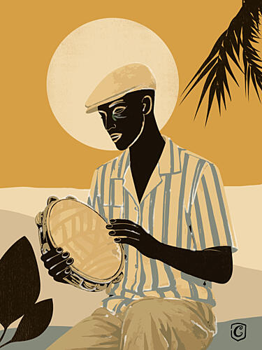 Tropical Tambourine Player Art Print by Cannavaro