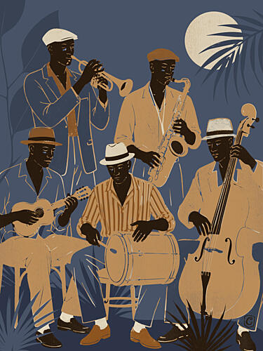 Tropical Jazz Night Vintage reproduction