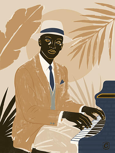 Dapper Jazz Pianist Art Print by Cannavaro