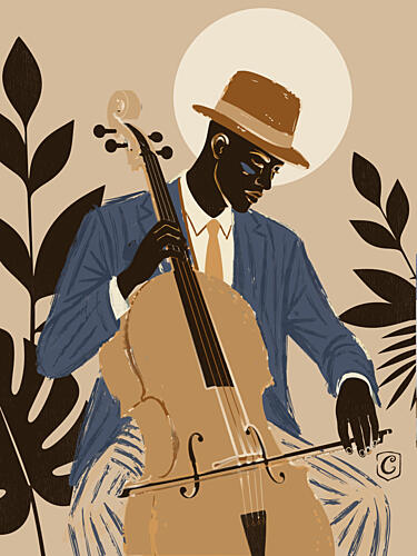 Jazz Cello Player Figuratif reproduction